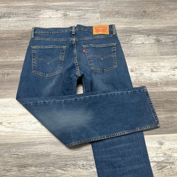 Levis 511 Dark Wash Faded Blue Mens 32x28 Slim Fit Stretch Denim Jeans Red Tab - Picture 3 of 11